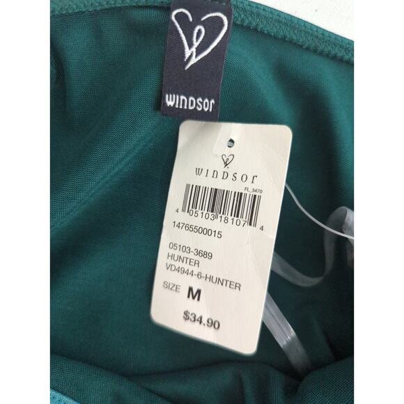 Windsor Hunter Green Satin Bodycon Faux Wrap Mini Dress Medium NWT Party Holiday - Picture 8 of 8